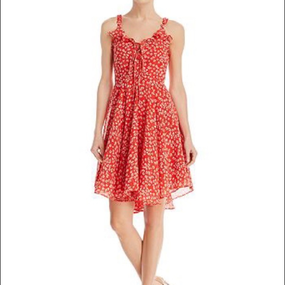 Aqua floral lace up dress